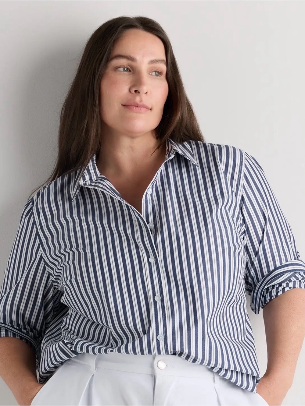 Quince 100% Organic Cotton Poplin Long Sleeve‎ Blouse Size Medium